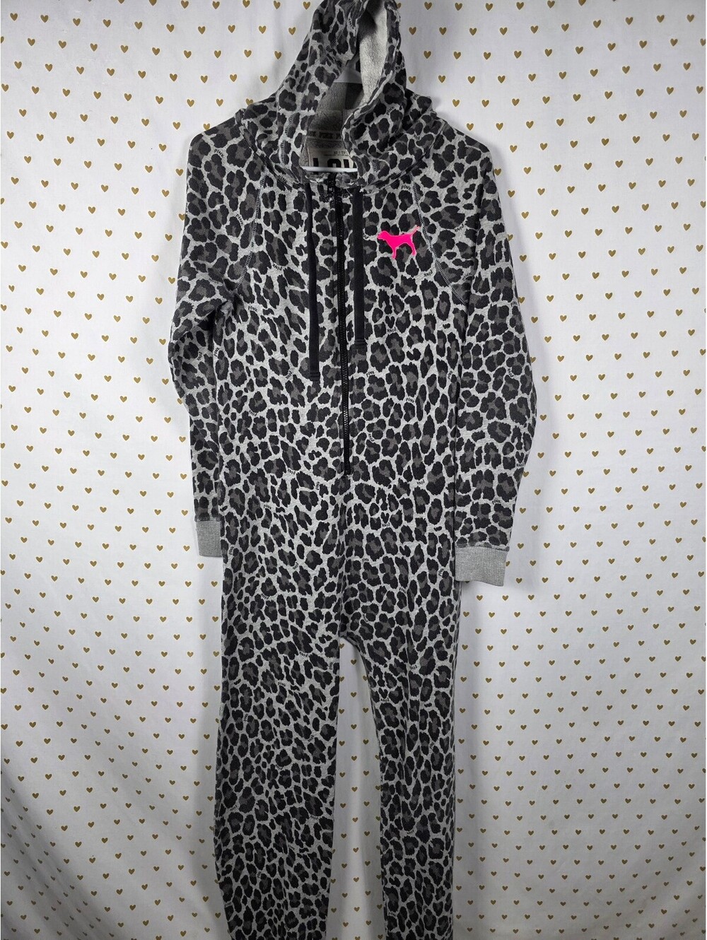 Victoria's Secret PINK 2012 Fashion Show Leopard Jumpsuit Rare XS Hooded HTF